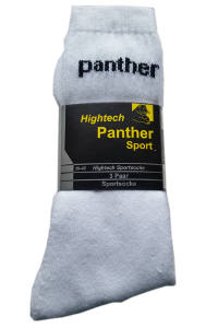 Panther weiße Herren Sportsocken mit Schriftzug bis Größe 55, 3 Paar