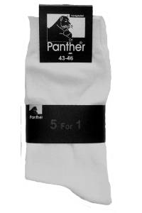 Panther glatte weiße Herrensocken aus Baumwolle, 5 Paar