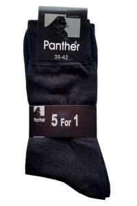 Panther schwarze Anzugsocken aus Baumwolle, 5 Paar